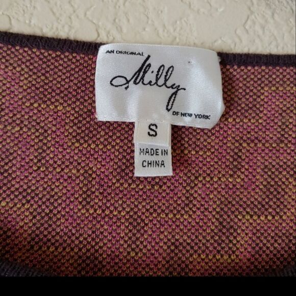 Milly zigzag chevron knit cardigan short sleeves long sweater size Small - Picture 7 of 10